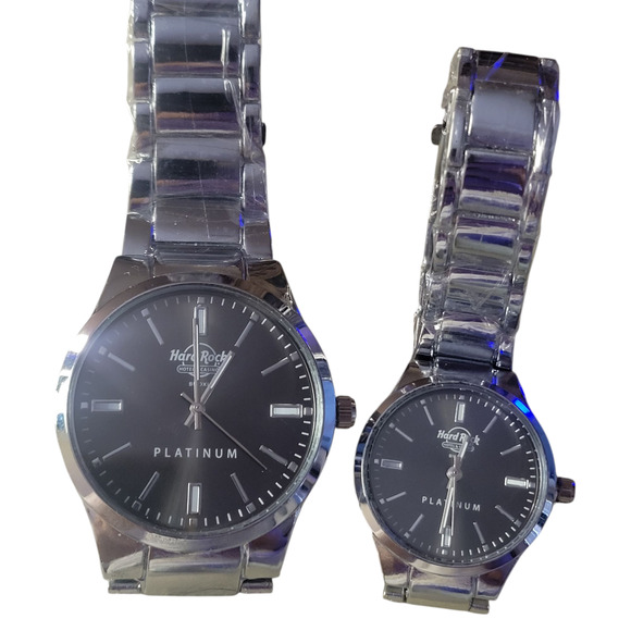 Hard Rock His and Hers Watches Biloxi Platinum New in Box Rare Silver Toned - Picture 7 of 11